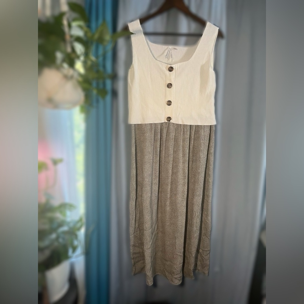 Seraphine Cream and Brown Midi Dress